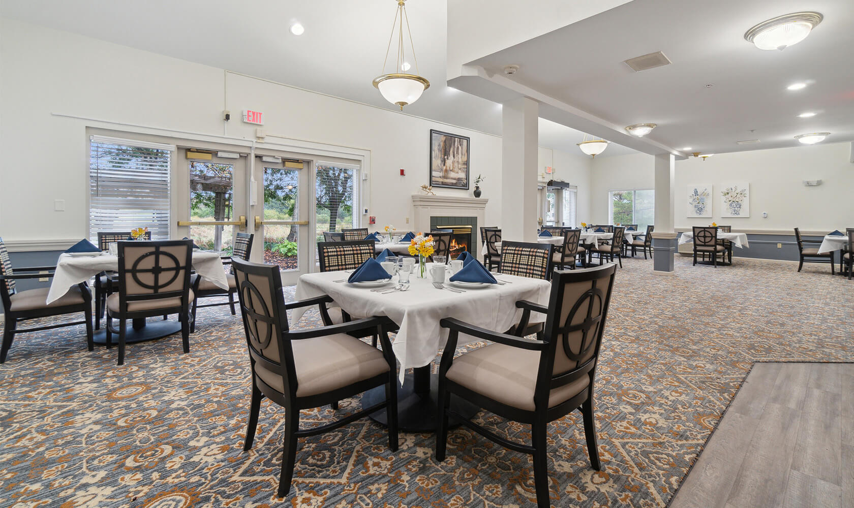 Community dining room decorated elegantly