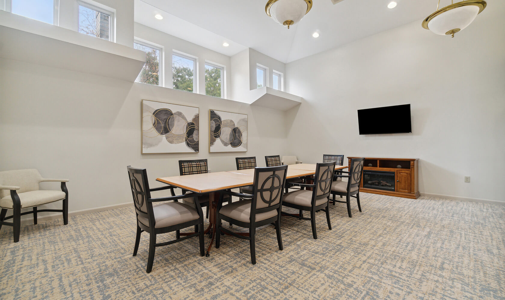 Bright conference room with large conference table