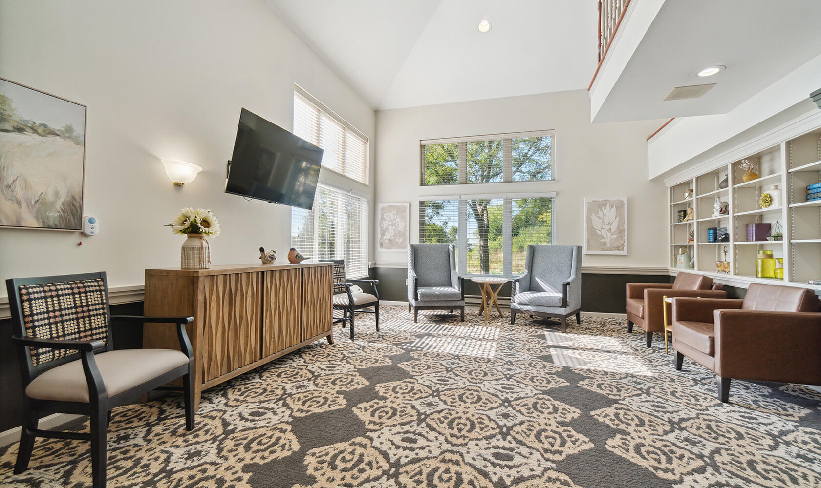 HAL community living room with mounted tv