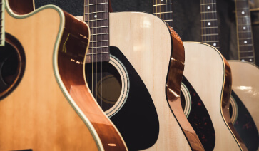 lineup of guitars