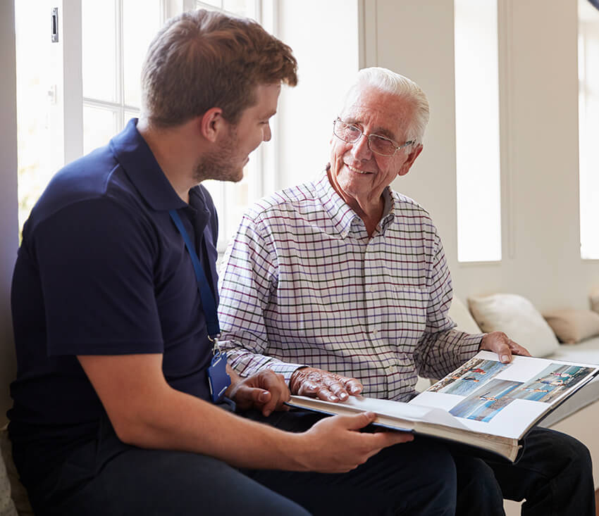 Looking through photo album