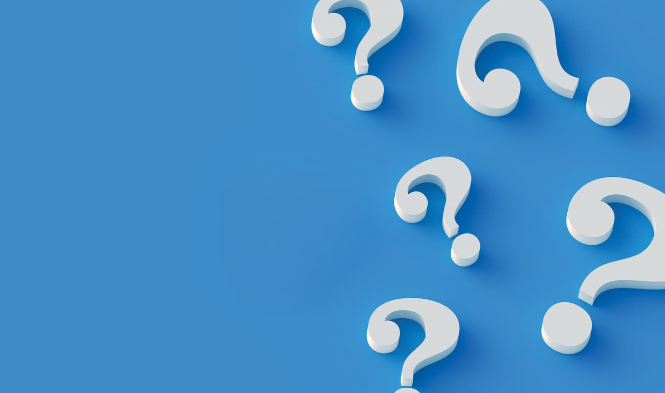 Question marks on blue background